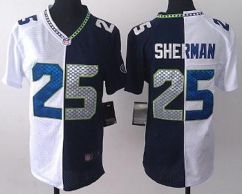 Cheap Women Nike Seattle Seahawks 25 Richard Sherman White Blue Split NFL Jerseys