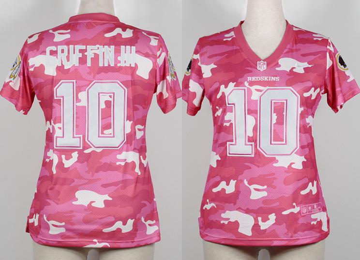 Cheap Women Nike Washington Redskins 10 Robert Griffin III 2013 New Pink Camo Fashion NFL Jerseys