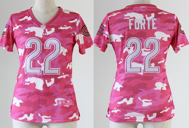 Cheap Women Nike Chicago Bears 22 Matt Forte 2013 New Pink Camo Fashion NFL Jerseys