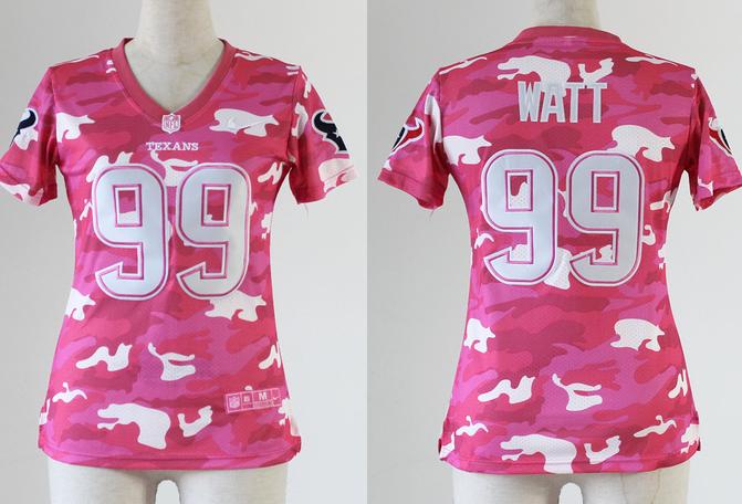 Cheap Women Nike Houston Texans 99 J.J. Watt 2013 New Pink Camo Fashion NFL Jerseys