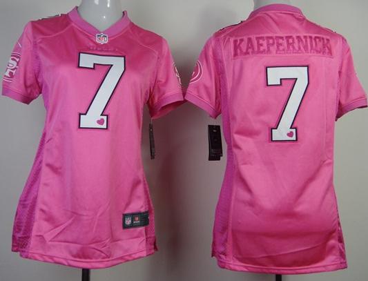 Cheap Women Nike San Francisco 49ers 7 Colin Kaepernick Pink Love NFL Jerseys
