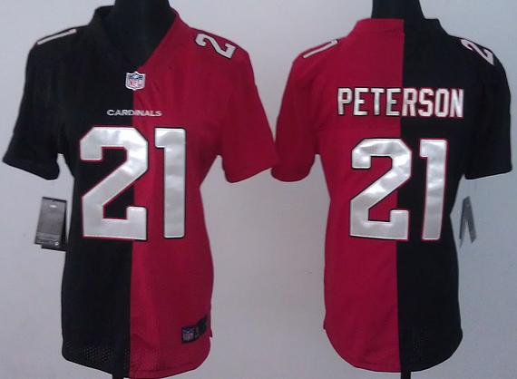 Cheap Women Nike Arizona Cardinals 21 Patrick Peterson Red Black Split NFL Jerseys
