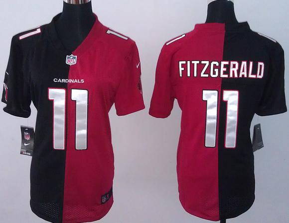 Cheap Women Nike Arizona Cardinals 11 Larry Fitzgerald Red Black Split NFL Jerseys