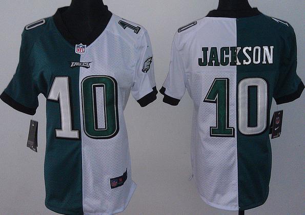 Cheap Women Nike Philadelphia Eagles 10 DeSean Jackson White Green Split NFL Jerseys