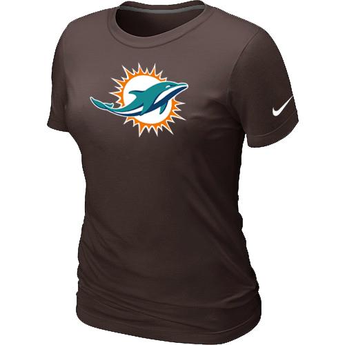 Cheap Women Miami Dolphins Sideline Legend logo Brown NFL T-Shirt