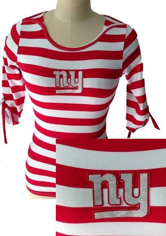 Cheap Ladies New York Giants Striped Boat Neck Three-Quarter Sleeve T-Shirt