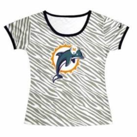 Cheap Women Nike Miami Dolphins Sideline Legend Authentic Logo Zebra Stripes T-Shirt