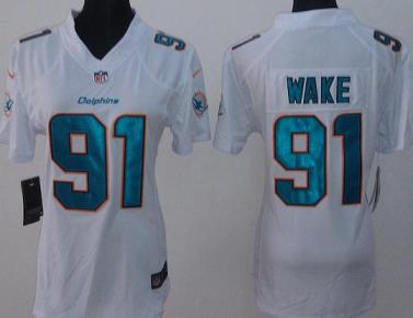 Cheap Women Nike Miami Dolphins 91 Cameron Wake White Limited NFL Jerseys New Style