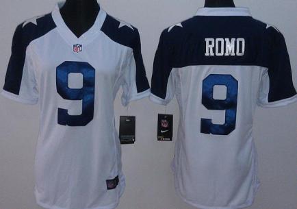 Cheap Women Nike Dallas Cowboys 9 Tony Romo White Thanksgivings LIMITED NFL Jerseys