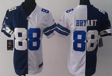 Cheap Women Nike Dallas Cowboys 88 Dez Bryant Blue White Split NFL Jerseys