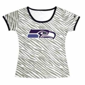 Cheap Women Nike Seattle Seahawks Sideline Legend Authentic Logo Zebra Stripes T-Shirt