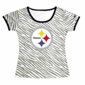 Cheap Women Nike Pittsburgh Steelers Sideline Legend Authentic Logo Zebra Stripes T-Shirt