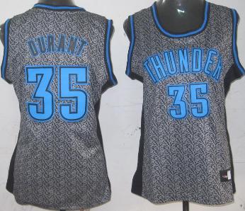 Cheap Women Oklahoma City Thunder 35 Kevin Durant Grey Static Fashion Swingman NBA Jersey