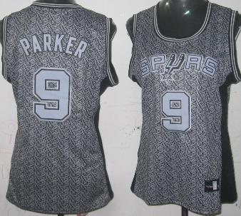 Cheap Women San Antonio Spurs 9 Tony Parker Grey Static Fashion Swingman NBA Jersey