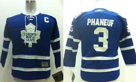 Kids Toronto Maple Leafs 3 Dion Phaneuf Blue NHL Jersey For Sale