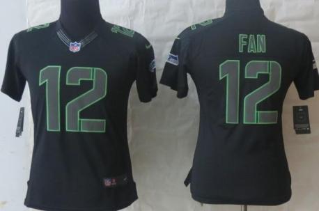 Cheap Women Nike Seattle Seahawks 12 Fan Black Impact Limited NFL Jerseys