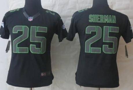 Cheap Women Nike Seattle Seahawks 25 Richard Sherman Black Impact Limited NFL Jerseys