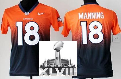 Kids Nike Denver Broncos 18 Peyton Manning Orange Blue Drift Fashion II Elite 2014 Super Bowl XLVIII NFL Jerseys Cheap