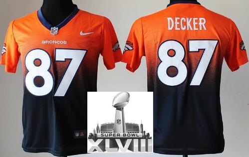 Kids Nike Denver Broncos 87 Eric Decker Orange Blue Elite Drift Fashion II 2014 Super Bowl XLVIII NFL Jerseys Cheap
