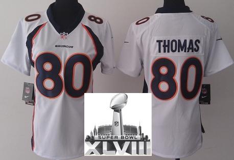 Cheap Women Nike Denver Broncos 80 Julius Thomas White 2014 Super Bowl XLVIII NFL Jerseys New Style