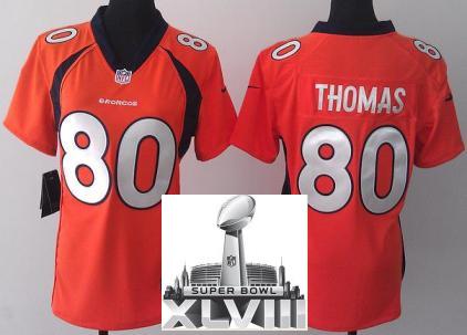 Cheap Women Nike Denver Broncos 80 Julius Thomas Orange 2014 Super Bowl XLVIII NFL Jerseys New Style