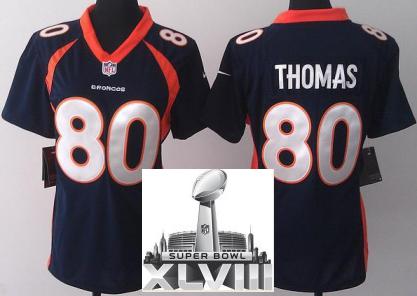 Cheap Women Nike Denver Broncos 80 Julius Thomas Blue 2014 Super Bowl XLVIII NFL Jerseys New Style