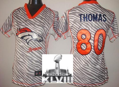 Cheap Women Nike Denver Broncos 80 Julius Thomas FEM FAN Zebra 2014 Super Bowl XLVIII NFL Jerseys