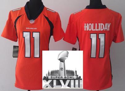 Cheap Women Nike Denver Broncos 11 Trindon Holliday Orange 2014 Super Bowl XLVIII NFL Jerseys New Style
