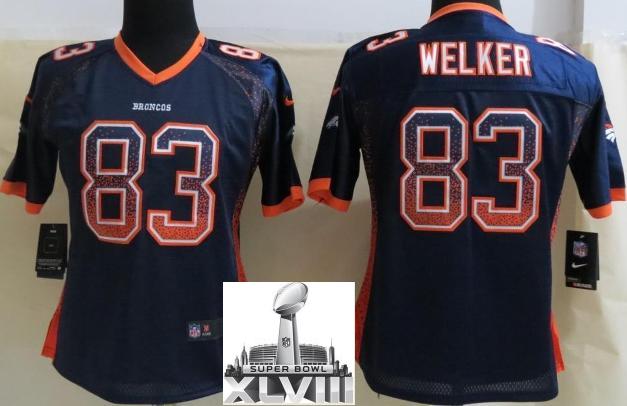 Cheap Women Nike Denver Broncos 83 Wes Welker Blue Elite Drift Fashion 2014 Super Bowl XLVIII NFL Jerseys