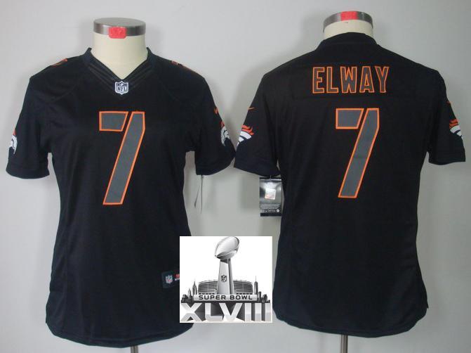 Cheap Women Nike Denver Broncos 7 John Elway Black Impact Game LIMITED 2014 Super Bowl XLVIII NFL Jerseys