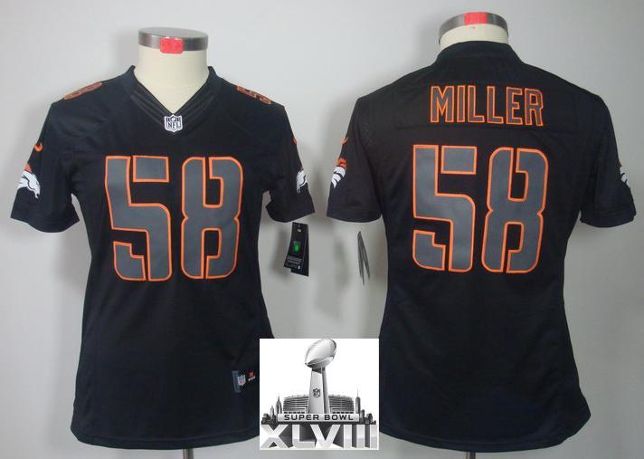 Cheap Women Nike Denver Broncos 58 Von Miller Black Impact Game LIMITED 2014 Super Bowl XLVIII NFL Jerseys