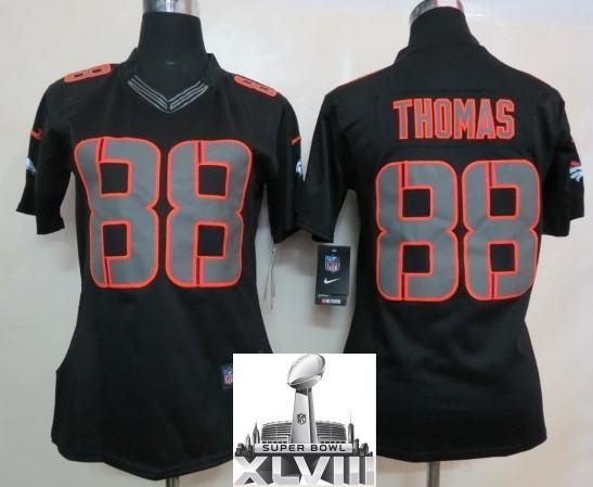 Cheap Women Nike Denver Broncos 88 Demaryius Thomas Black Impact Game LIMITED 2014 Super Bowl XLVIII NFL Jerseys