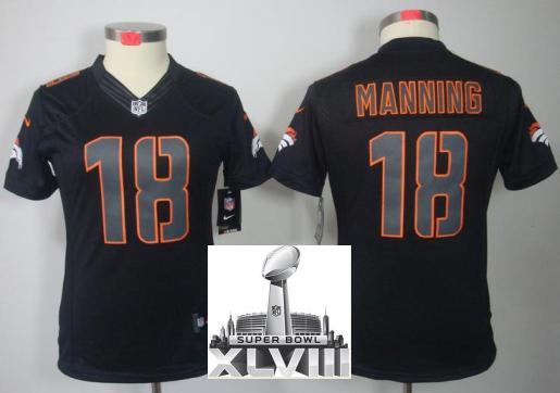 Cheap Women Nike Denver Broncos 18 Peyton Manning Black Impact Game LIMITED 2014 Super Bowl XLVIII NFL Jerseys