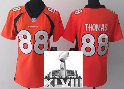 Cheap Women Nike Denver Broncos 88 Demaryius Thomas Orange 2014 Super Bowl XLVIII NFL Jerseys New Style