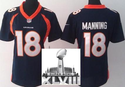 Cheap Women Nike Denver Broncos 18 Peyton Manning Blue 2014 Super Bowl XLVIII NFL Jerseys New Style