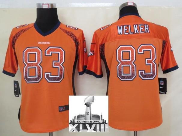 Cheap Women Nike Denver Broncos 83 Wes Welker Orange Drift Fashion Elite 2014 Super Bowl XLVIII NFL Jerseys New