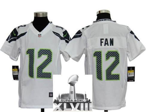 Kids Nike Seattle Seahawks 12 Fan White 2014 Super Bowl XLVIII NFL Jerseys Cheap