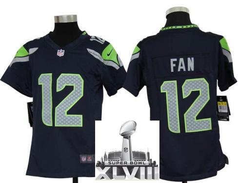 Kids Nike Seattle Seahawks 12 Fan Blue 2014 Super Bowl XLVIII NFL Jerseys Cheap