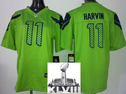 Kids Nike Seattle Seahawks 11 Percy Harvin Green 2014 Super Bowl XLVIII NFL Jerseys Cheap