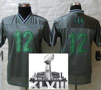 Kids Nike Seattle Seahawks 12 Fan Grey Vapor Elite 2014 Super Bowl XLVIII NFL Jerseys Cheap