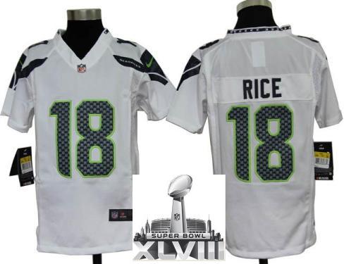 Kids Nike Seattle Seahawks 18 Sidney Rice White 2014 Super Bowl XLVIII NFL Jerseys Cheap