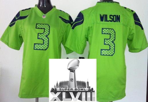 Kids Nike Seattle Seahawks 3 Russell Wilson Green 2014 Super Bowl XLVIII NFL Jerseys Cheap