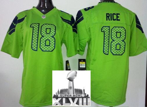 Kids Nike Seattle Seahawks 18 Sidney Rice Green 2014 Super Bowl XLVIII NFL Jerseys Cheap