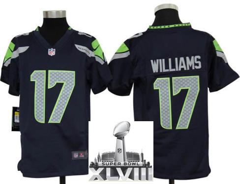 Kids Nike Seattle Seahawks 17 Mike Williams Blue 2014 Super Bowl XLVIII NFL Jerseys Cheap