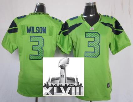 Cheap Women Nike Seattle Seahawks 3 Russell Wilso Green 2014 Super Bowl XLVIII NFL Jerseys