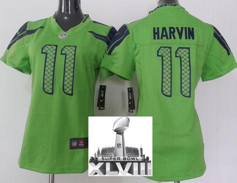 Cheap Women Nike Seattle Seahawks 11 Percy Harvin Green 2014 Super Bowl XLVIII NFL Jerseys