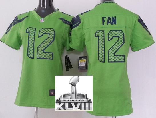 Cheap Women Nike Seattle Seahawks 12 Fan Green 2014 Super Bowl XLVIII NFL Jerseys