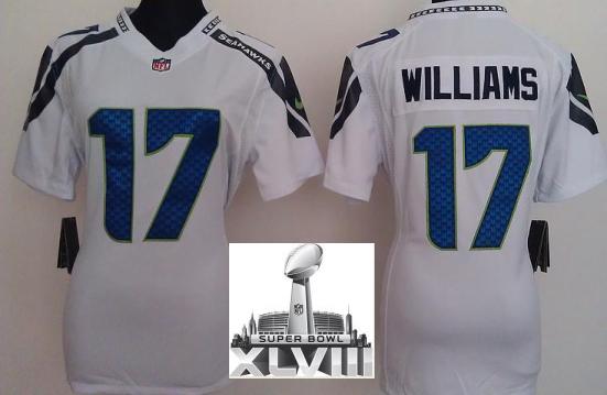 Cheap Women Nike Seattle Seahawks 17 Mike Williams White 2014 Super Bowl XLVIII NFL Jerseys