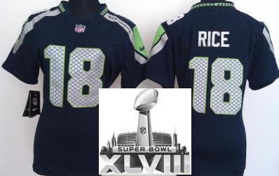 Cheap Women Nike Seattle Seahawks 18 Sidney Rice Blue 2014 Super Bowl XLVIII NFL Jerseys
