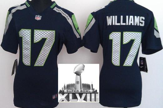 Cheap Women Nike Seattle Seahawks 17 Mike Williams Blue 2014 Super Bowl XLVIII NFL Jerseys